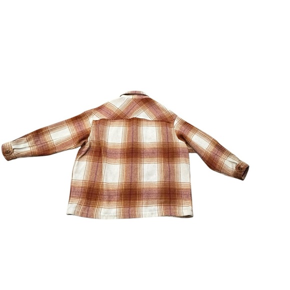 EUC Workshop Republic Clothing XL Flannel Shacket Maroon Burnt Orange Off white - Picture 3 of 8